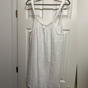 Shade and Shore 100% cotton white gauze adjustable beach coverup